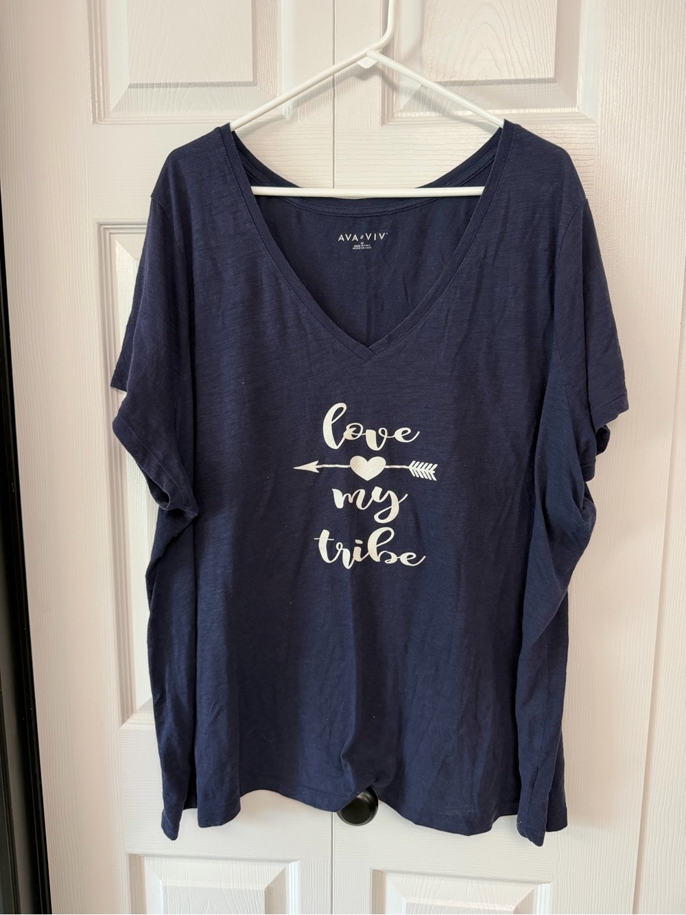 Ava & Viv Navy V-Neck 'Love My Tribe' Graphic Tee